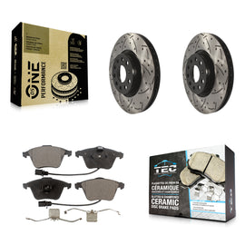 Front Coat Drill Slot Disc Brake Rotors Ceramic Pad Kit For Volkswagen CC Passat