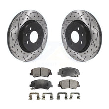 Charger l&#39;image dans la galerie, Front Coated Drilled Slotted Disc Brake Rotors And Ceramic Pads Kit For Kia Rio