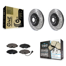 Charger l'image dans la galerie, Front Drilled Slot Brake Rotor Ceramic Pad Kit For Volkswagen Golf Audi A3 Jetta