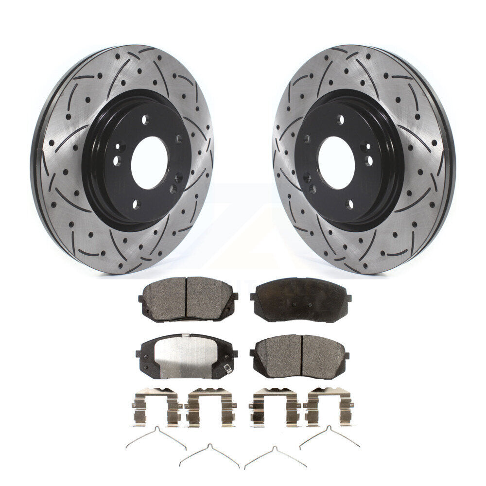 Front Drill Slot Brake Rotors Ceramic Pad Kit For Hyundai Sonata Kia Optima Niro