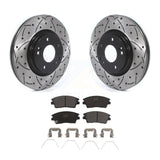 Front Drill Slot Disc Brake Rotor Ceramic Pad Kit For Hyundai Elantra Tucson Kia
