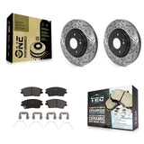 Front Drill Slot Disc Brake Rotor Ceramic Pad Kit For Hyundai Elantra Tucson Kia