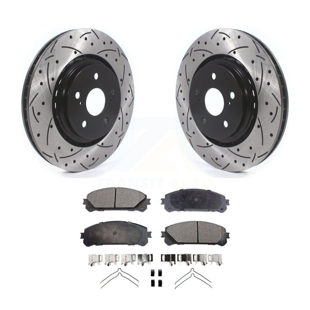 Front Drill Slot Brake Rotor Ceramic Pad Kit For Lexus RX350 RX450h Toyota Camry