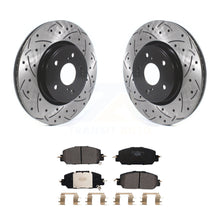 Charger l&#39;image dans la galerie, Front Coated Drilled Slotted Disc Brake Rotor And Ceramic Pad Kit For Honda CR-V