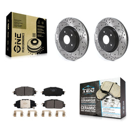 Front Coated Drilled Slotted Disc Brake Rotor And Ceramic Pad Kit For Honda CR-V