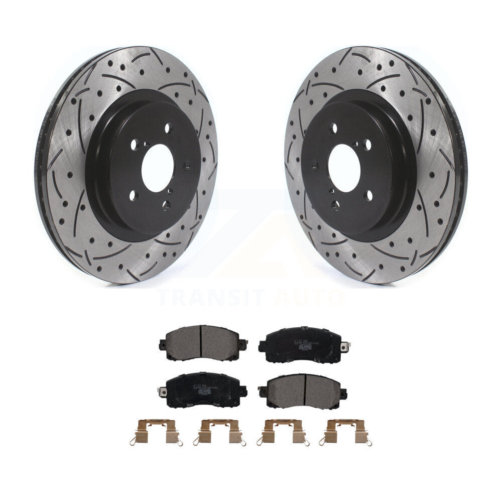 Front Drilled Slot Disc Brake Rotor Ceramic Pad Kit For Subaru Crosstrek Impreza