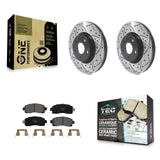 Front Coated Drilled Slotted Disc Brake Rotor Ceramic Pad Kit For Subaru Impreza