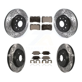 Front Rear Coat Drill Slot Disc Brake Rotor Ceramic Pad Kit For Chevrolet Camaro