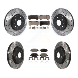 Front Rear Drilled Slot Brake Rotor & Ceramic Pad Kit For Chevrolet Camaro LT/LS