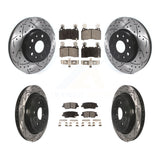 Front Rear Coated Drilled Slot Disc Brake Rotor Ceramic Pad Kit For Cadillac CTS