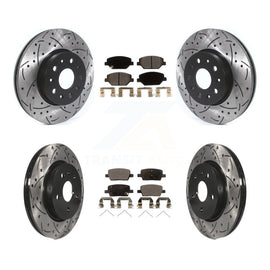 Front Rear Coat Drill Slot Disc Brake Rotor Ceramic Pad Kit For Chevrolet Camaro