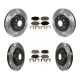 Front Rear Coat Drill Slot Disc Brake Rotor Ceramic Pad Kit For Chevrolet Camaro