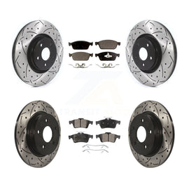 Front Rear Coated Drill Slot Disc Brake Rotors Ceramic Pad Kit For Ford Focus ST
