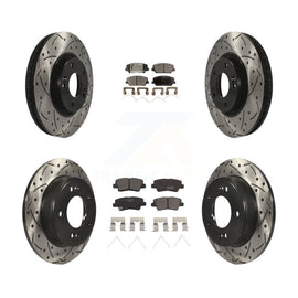 Front Rear Coat Drill Slot Disc Brake Rotor Ceramic Pad Kit For Hyundai Veloster