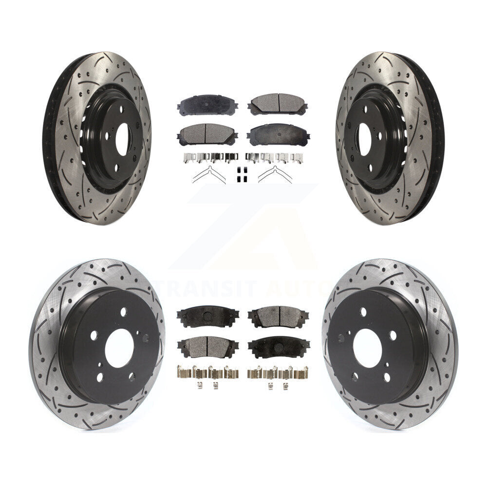 Front Rear Drill Slot Brake Rotors Ceramic Pad Kit For Lexus NX200t NX300 NX300h