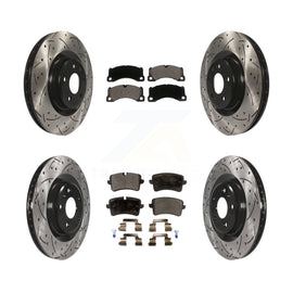 [Front+Rear] 2017 Porsche Macan Base Performance Drilled & Slotted Brake Rotor & Ceramic Pads Kit For Max Braking