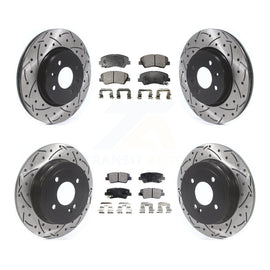 Front Rear Coated Drilled Slotted Disc Brake Rotor & Ceramic Pad Kit For Kia Rio