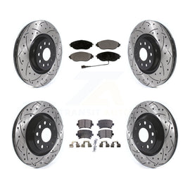 Front Rear Coated Drill Slot Disc Brake Rotor Ceramic Pad Kit For Volkswagen GTI