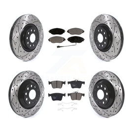 Front Rear Drill Slot Brake Rotors Ceramic Pad Kit For Audi Volkswagen Golf R S3