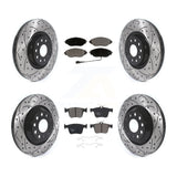 Front Rear Drill Slot Brake Rotors Ceramic Pad Kit For Audi Volkswagen Golf R S3
