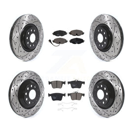[Front+Rear] 19-20 Audi A3 Quattro Performance Drilled & Slotted Brake Rotor & Ceramic Pads Kit For Max Braking