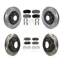 Load image into Gallery viewer, [Front+Rear] 2021-2022 Kia Forte 1.6L Performance Drilled &amp; Slotted Brake Rotor &amp; Ceramic Pads Kit For Max Braking