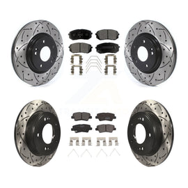 [Front+Rear] 2021-2022 Kia Forte 1.6L Performance Drilled & Slotted Brake Rotor & Ceramic Pads Kit For Max Braking