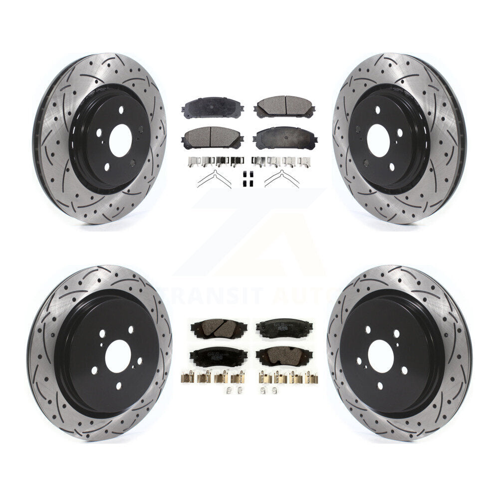 Front Rear Drill Slot Brake Rotors Ceramic Pad Kit For Lexus RX350 RX450h RX350L