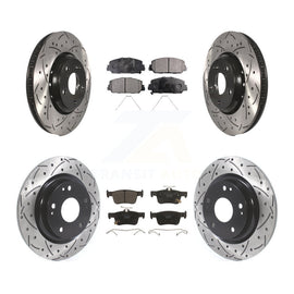 Front Rear Coated Drilled Slot Disc Brake Rotors Ceramic Pad Kit For Honda Civic