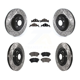 Front Rear Drilled Slot Brake Rotor Ceramic Pad Kit For Audi Q5 A5 Quattro A4 A6