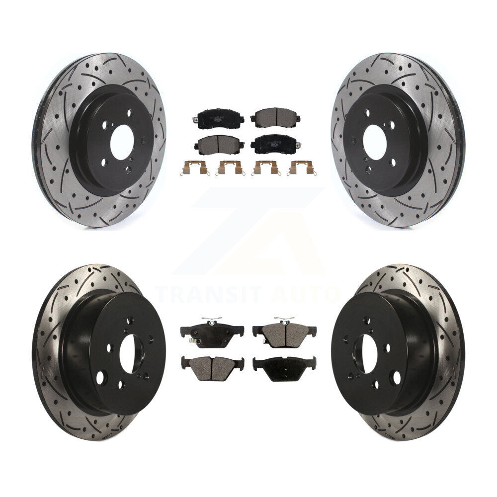 Front Rear Coat Drill Slot Disc Brake Rotor Ceramic Pad Kit For Subaru Crosstrek