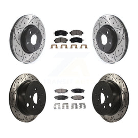 Front Rear Coated Drill Slot Disc Brake Rotor Ceramic Pad Kit For Subaru Impreza
