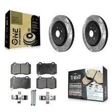 Charger l'image dans la galerie, Rear Drilled Slot Brake Rotors Ceramic Pad Kit For Chevrolet Camaro Cadillac CTS