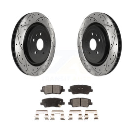 [Rear] 2015 Cadillac CTS 6.2L Performance Drilled & Slotted Brake Rotor & Ceramic Pads Kit For Max Braking