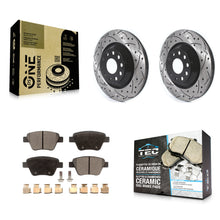 Charger l'image dans la galerie, Rear Coated Drilled Slotted Disc Brake Rotors Ceramic Pad Kit For Volkswagen GTI