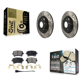 Rear Coated Drilled Slot Disc Brake Rotor Ceramic Pad Kit For Audi Q5 A4 allroad