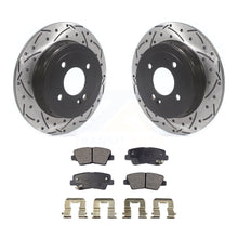 Charger l&#39;image dans la galerie, Rear Coated Drill Slot Disc Brake Rotors Ceramic Pad Kit For 2011 Hyundai Accent