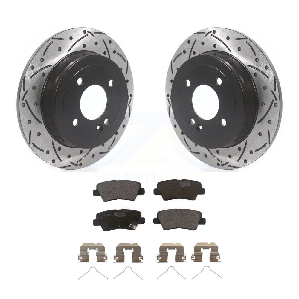 Rear Coat Drill Slot Disc Brake Rotor Ceramic Pad Kit For Hyundai Accent Kia Rio