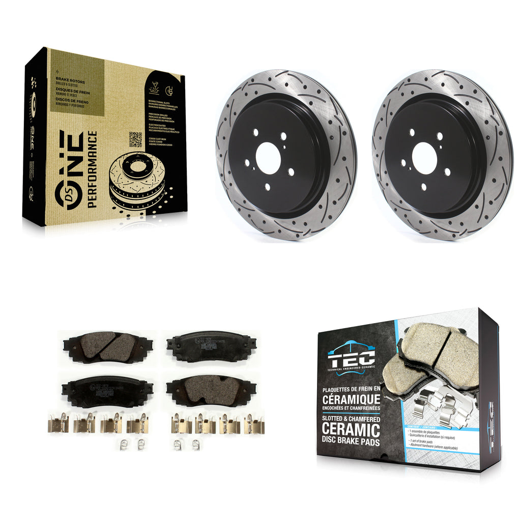 Rear Drilled Slot Disc Brake Rotor Ceramic Pad Kit For Lexus RX350 RX450h RX350L