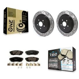 Rear Drilled Slot Disc Brake Rotor Ceramic Pad Kit For Lexus RX350 RX450h RX350L