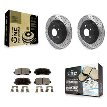 Charger l'image dans la galerie, [Rear] 2017-2020 Acura MDX Performance Drilled &amp; Slotted Brake Rotor &amp; Ceramic Pads Kit For Max Braking
