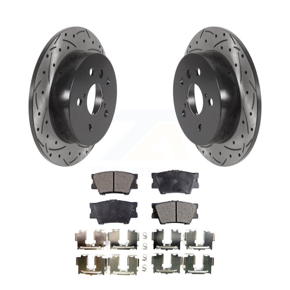 Rear Coated Drilled Slotted Disc Brake Rotors & Ceramic Pad Kit For Toyota Camry