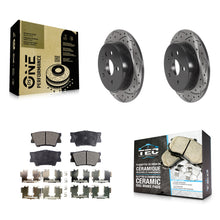 Load image into Gallery viewer, Rear Coated Drilled Slotted Disc Brake Rotors &amp; Ceramic Pad Kit For Toyota Camry