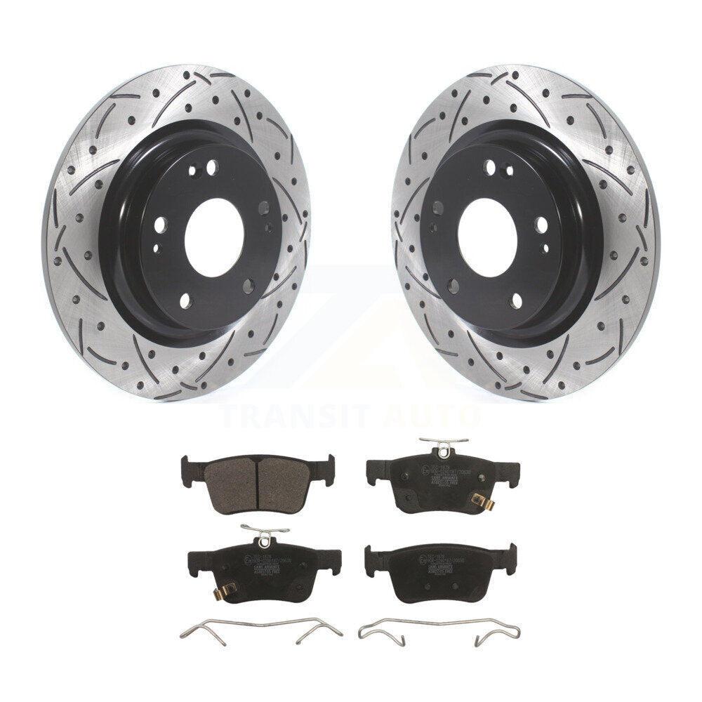 Rear Coated Drilled Slotted Disc Brake Rotor And Ceramic Pad Kit For Honda Civic