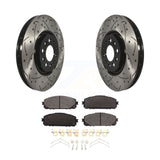 Front Coated Drilled Slotted Disc Brake Rotors Ceramic Pad Kit For Jeep Cherokee