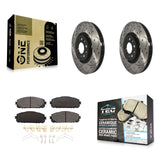 Front Coated Drilled Slotted Disc Brake Rotors Ceramic Pad Kit For Jeep Cherokee