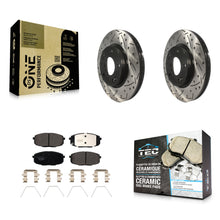 Charger l'image dans la galerie, Front Drill Slot Brake Rotors Ceramic Pad Kit For Kia Soul Hyundai Kona Forte GT