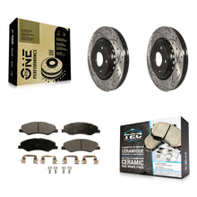 Charger l'image dans la galerie, [Front] 2018-2023 Honda Odyssey Performance Drilled &amp; Slotted Brake Rotor &amp; Ceramic Pads Kit For Max Braking