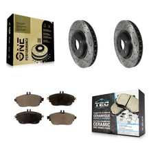 Charger l'image dans la galerie, Front Drilled Slot Brake Rotor &amp; Ceramic Pad Kit For Mercedes-Benz GLA250 CLA250