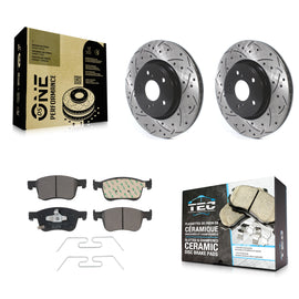 Front Drilled Slot Disc Brake Rotor Ceramic Pad Kit For Honda Accord Acura Civic